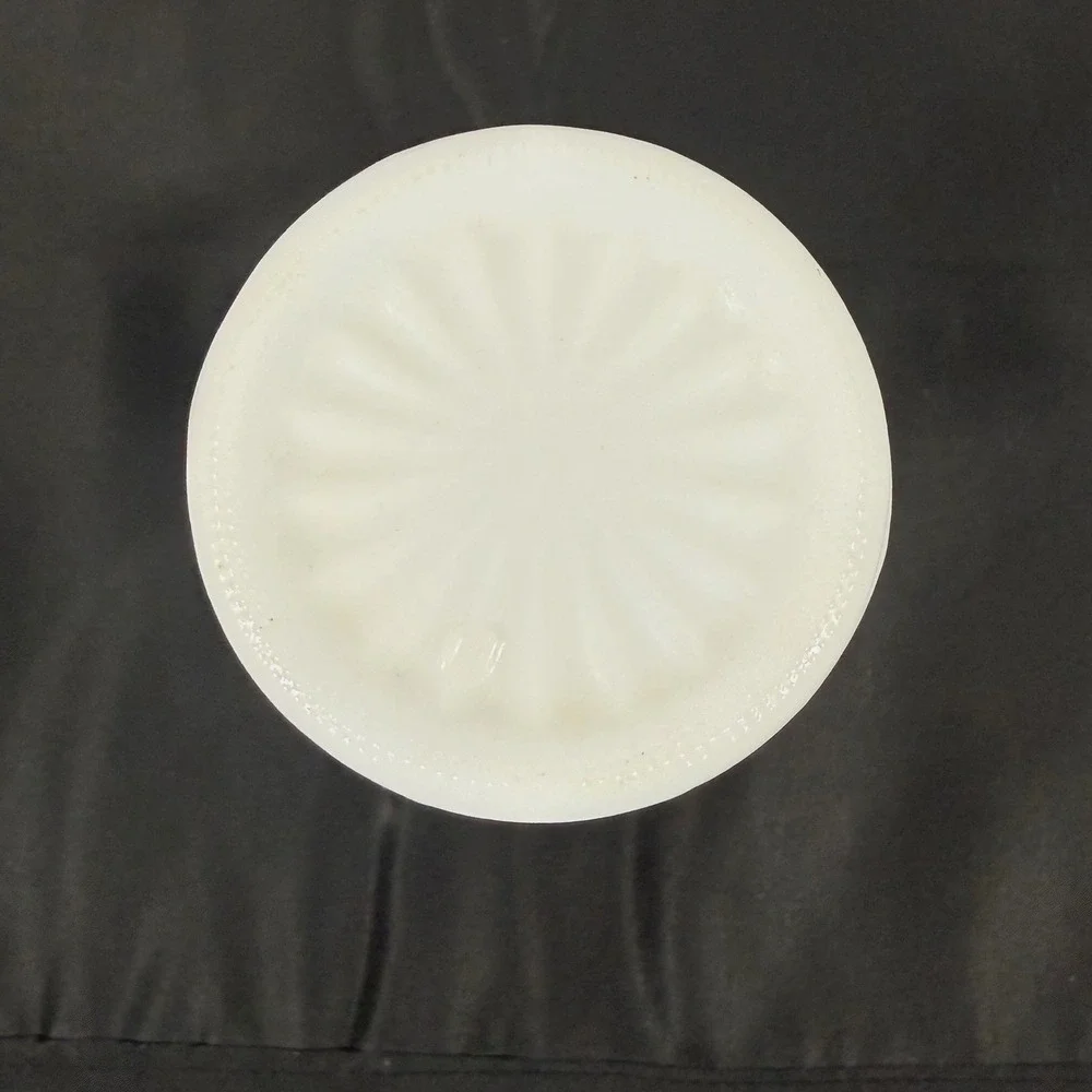 Milk Glass Bud Vase 6in White Embossed Star Ribbed Scalloped